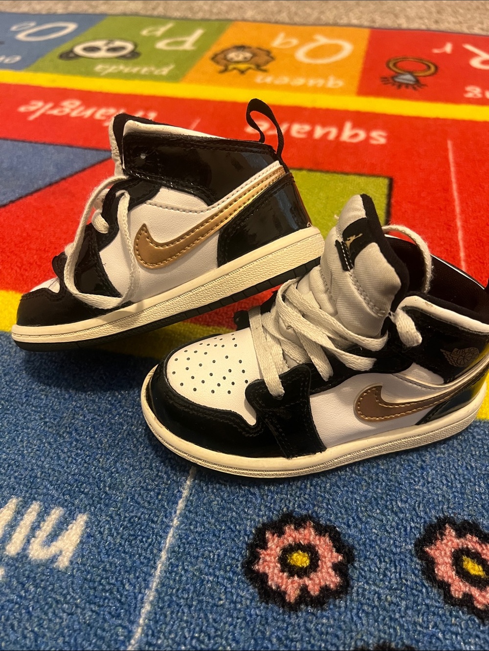 Nike Kids Black, White and Gold High-Top Sneakers